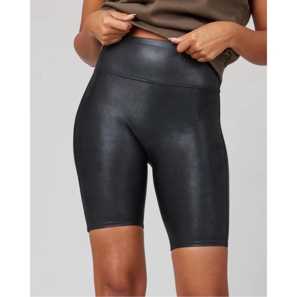 SPANX faux leather biker shorts